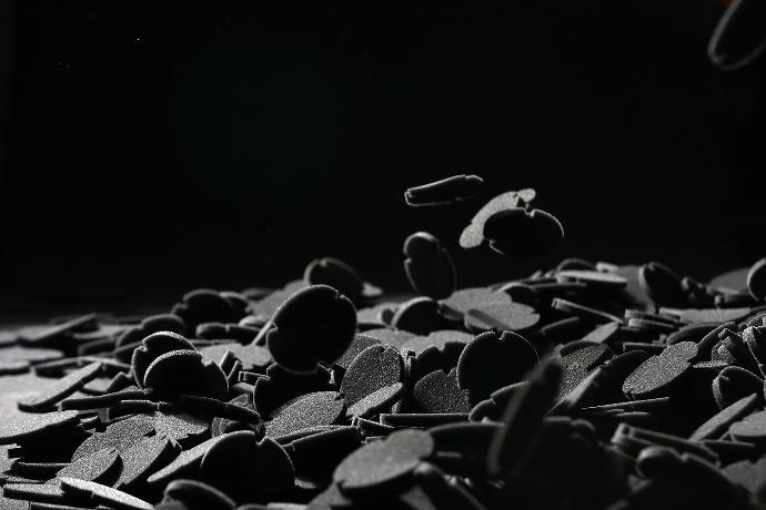 Large quantity of black foam windscreens from series production