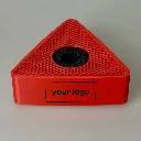 Bandera triangular de alta calidad para micrófonos con impresión. 121 x 38 mm