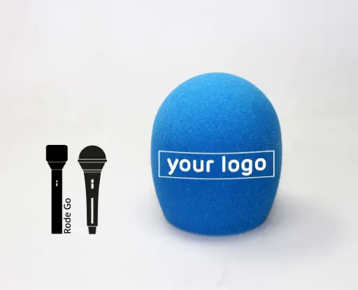 Premium runder Windschutz mit Logos – für Handmikrofone